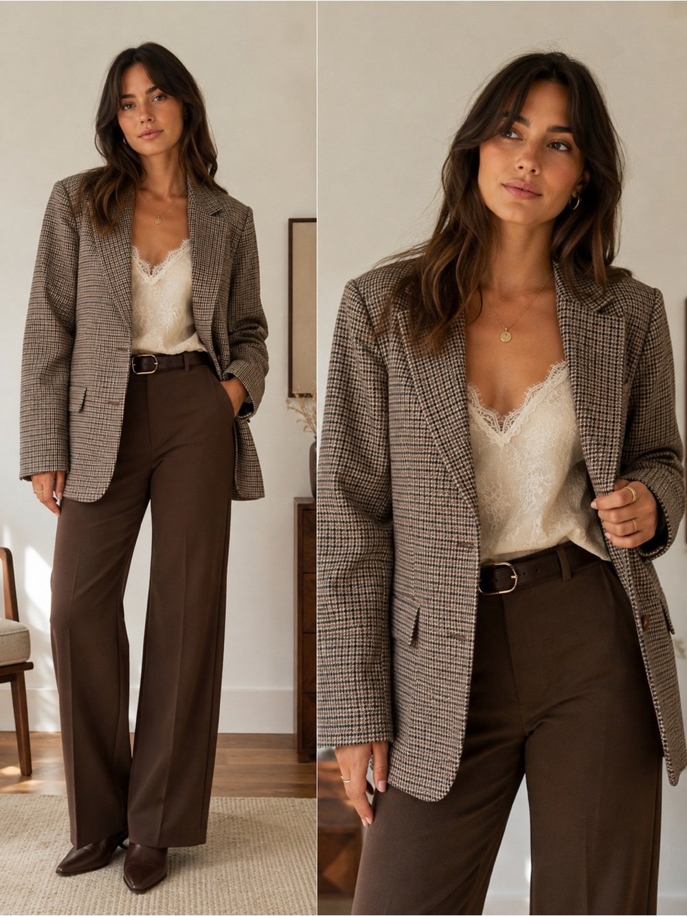 Vintage Houndstooth Tailored Blazer
